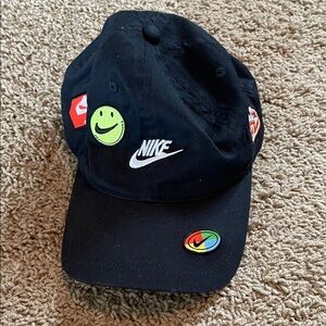 Kids Nike Black Cap with Multicolor Patch Accents